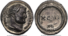 Constantius I, as Caesar (AD 305-306). AR argenteus (18mm, 2.67 gm, 11h). NGC Choice XF 5/5 - 2/5, edge chip, marks. Aquileia, ca. AD 300. CONSTANTI-V...