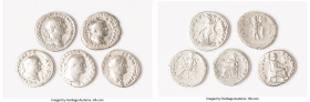 ANCIENT LOTS. Roman Imperial. Lot of five (5) AR denarii. VG-Fine. Includes: Five Roman Imperial AR denarii, various emperors and types. SOLD AS IS, N...