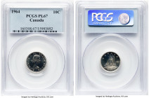 Elizabeth II 5-Piece Lot of Certified Prooflike 10 Cents PCGS, 1) 10 Cents 1964 - PL67, Royal Canadian mint, KM51 2) 10 Cents 1965 - PL67, Royal Canad...