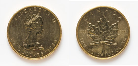 Elizabeth II gold "Maple Leaf" 50 Dollars (1 oz) 1984 UNC, Royal Canadian mint, KM125.2. 29.9mm. 31.13gm. HID09801242017 © 2024 Heritage Auctions | Al...