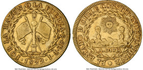 Republic gold 8 Escudos 1822-FI XF Details (Obverse Damage) NGC, Santiago mint, KM84. HID09801242017 © 2024 Heritage Auctions | All Rights Reserved ww...