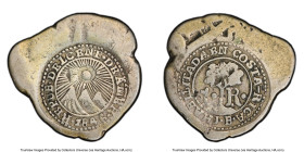 Republic Counterstamped Cob Real 1846 P1 P001 PCGS, KM47. Sun above Mountains Type IV Counterstamp (VF Details) on Spanish Colonial Cob 1 Real. HID098...