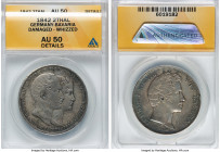 Bavaria. Ludwig I "Marriage" 2 Taler 1842 AU50 Details (Damaged, Whizzed) ANACS, Munich mint, KM812.1, Dav-588. Marriage of Crown Prince of Bavaria an...