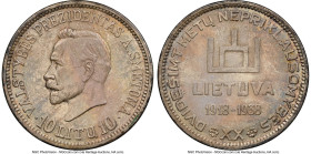 Republic 10 Litų ND (1918-1938) MS62 NGC, Brussels mint, KM84. One year type for the 20th anniversary of the Republic of Lithuania. HID09801242017 © 2...