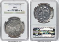 Republic 8 Reales 1892 Cn-AM MS62 NGC, Culiacan mint, KM377.3, DP-Cn54. Attractive semi-Prooflike fields with cartwheel luster and peripheral amber to...