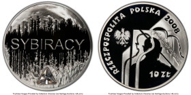 Republic Proof 10 Zlotych 2008-MW PR70 Deep Cameo PCGS, Warsaw mint, KM-Y639. Siberian Exiles. Imbedded triangular Cubic Zirconia mounted near bottom....
