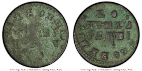 Peter I Mint Error - Full 1st Strike Brockage Kopeck ND (1712) Fine Details (Environmental Damage) PCGS, Patinaed with a pleasing forest toning that o...