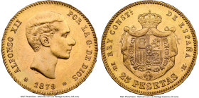 Alfonso XII gold 25 Pesetas 1879(79) EM-M MS63 NGC, Madrid mint, KM673. HID09801242017 © 2024 Heritage Auctions | All Rights Reserved www.HA.com/Texas...