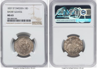 Oscar I "Short Goatee" Riksdaler Riksmynt 1857-ST MS63 NGC, Kungsholmen mint, KM693. Short goatee variety. HID09801242017 © 2024 Heritage Auctions | A...