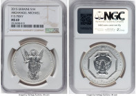 Republic Pair of Certified silver "Archangel Michael" Hryvnia 2015 MS69 NGC, Kylv mint, KM-654. Each features an F15 privy mark on obverse. HID0980124...