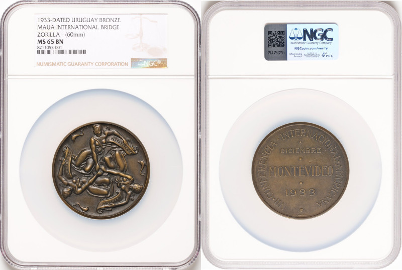 3-Piece Lot of Certified Assorted Medals NGC, 1) Uruguay: "Maua International Br...