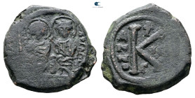 Justin II and Sophia AD 565-578. Constantinople. Half Follis or 20 Nummi Æ
