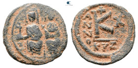 Justin II and Sophia AD 565-578. Cyzicus. Half Follis or 20 Nummi Æ
