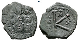 Justin II and Sophia AD 565-578. Thessalonica. Half Follis or 20 Nummi Æ