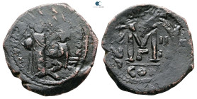 Heraclius with Heraclius Constantine AD 610-641. Constantinople. Follis or 40 Nummi Æ