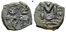 Heraclius with Heraclius Constantine AD 610-641. Constantinople. Follis or 40 Nummi Æ