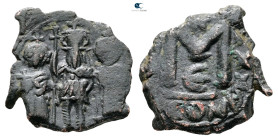 Heraclius, with Martina and Heraclius Constantine AD 610-641. Constantinople. Follis or 40 Nummi Æ