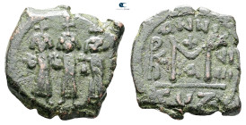 Heraclius, with Martina and Heraclius Constantine AD 610-641. Cyzicus. Follis or 40 Nummi Æ