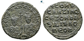 Constantine VII Porphyrogenitus, with Zoe AD 913-959. Constantinople. Follis or 40 Nummi Æ