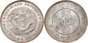 (t) CHINA. Chekiang. Silver 1 Mace 4.4 Candareens (20 Cents) Pattern, ND (1902). Birmingham (Heaton) Mint. Kuang-hsu (Guangxu). PCGS SPECIMEN-67.
L&M...