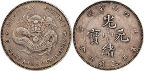 (t) CHINA. Kiangnan. 3 Mace 6 Candareens (50 Cents), CD (1900). Nanking Mint. Kuang-hsu (Guangxu). PCGS EF-40.
L&M-232; K-82; KM-Y-144A; WS-0820; Wen...