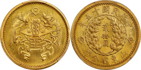 (t) CHINA. Shantung. Gold 20 Dollars Pattern, Year 15 (1926). Tientsin Mint. PCGS SPECIMEN-65+.
L&M-1065; Fr-6; K-1535; KM-Pn9; WS-1102; Wenchao-46 (...