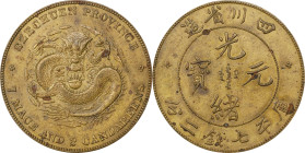 (t) CHINA. Szechuan. Brass 7 Mace 2 Candareens (Dollar) Pattern, ND (1898). New Jersey (Ferracute) Mint. Kuang-hsu (Guangxu). PCGS SPECIMEN-55.
L&M-3...
