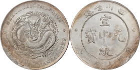 CHINA. Szechuan. 7 Mace 2 Candareens (Dollar), ND (1909-11). Chengdu Mint. Hsuan-t'ung (Xuantong [Puyi]). NGC MS-62.
L&M-352A; K-150; KM-Y-243.1; WS-...
