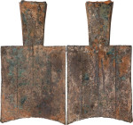 (t) CHINA. Zhou Dynasty. Spring and Autumn Period. Hollow Handle Square Shoulder Spade Money, ND (ca. 650-400 B.C.). Graded "80" by GBCA Grading Compa...