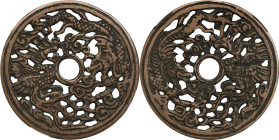 (t) CHINA. Liao or Jin Dynasty. Dragon and Phoenix Open Work Charm, ND (ca. 10th to 13th Centuries). Graded Genuine by Zhong Qian Ping Ji Grading Comp...