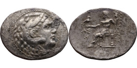 Alexander iii (336-323 BC) Tetradrachm Obverse: Head of Herakles to right, wearing lion skin headdress Rev: Zeus seated left on low throne, holding lo...