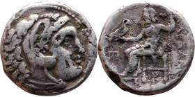Alexander iii (336-323 BC) Drachm Obverse: Head of Herakles to right, wearing lion skin headdress Rev: Zeus seated left on low throne, holding long sc...