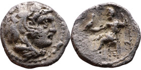Alexander iii (336-323 BC) Drachm Obverse: Head of Herakles to right, wearing lion skin headdress Rev: Zeus seated left on low throne, holding long sc...