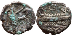 PHOENICIA: Sidon (4th century) Ar Obol Obverse: Galley l.; legend in Phoenician, Reverse. Persian king battling lion

10mm 0,73g