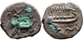 PHOENICIA: Sidon (4th century) Ar Obol Obverse: Galley l.; legend in Phoenician, Reverse. Persian king battling lion

10mm 0,60g