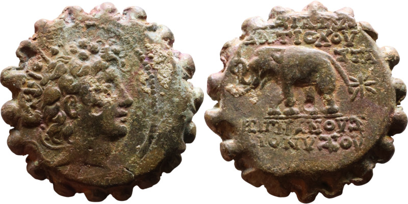 Antiochos VI Dionysos (Seleukid King: 145-141 BC). AE bronze. Obv.: radiate and ...