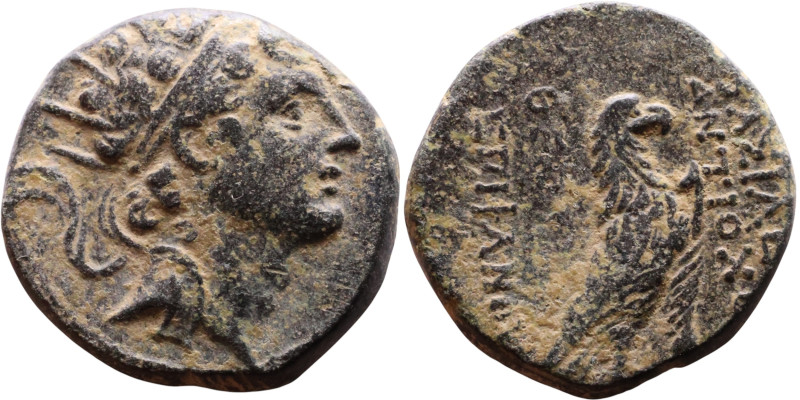 Antiochos IV Epiphanes (Seleukid King: 175-164 BC). AE bronze. Obverse: Bust of ...