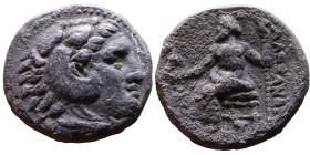 Alexander iii (336-323 BC) Drachm Obverse: Head of Herakles to right, wearing lion skin headdress Rev: Zeus seated left on low throne, holding long sc...