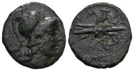 LYCIA. Olympus. 168 and -78 BC. AE.
Helmeted head of Athena to right.
Rev. Thunderbolt. ΟΛΥΜΠΗΝΩΝ. 
Weight 3,28 gr - Diameter 15 mm.