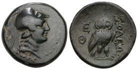 CILICIA, Soloi-Pompeiopolis. Circa 2nd-1st Century BC. Æ. Helmeted head of Athena right / Owl standing facing, slightly right. 
Weight 8,82 gr - Diame...