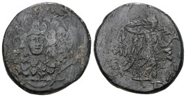 PONTOS, Amisos. Circa 90-85 BC. Æ. 
Aegis / Nike advancing right, holding palm tied with fillet over left shoulder. 
Weight 7,01 gr - Diameter 21 mm.