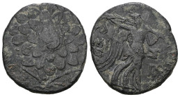 PONTOS, Amisos. Circa 90-85 BC. Æ. 
Aegis / Nike advancing right, holding palm tied with fillet over left shoulder. 
Weight 4,52 gr - Diameter 19 mm.