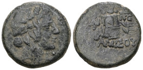 PONTOS. Amisos. Time of Mithradates VI Eupator, circa 100-85 BC. AE. 
Head of Dionysos to right, wearing wreath of ivy and fruit. 
Rev. AMIΣOY Panther...
