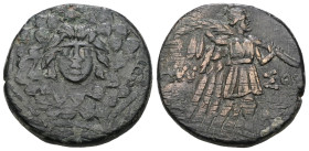 PONTOS, Amisos. Circa 90-85 BC. Æ. 
Aegis / Nike advancing right, holding palm tied with fillet over left shoulder. 
Weight 7,36 gr - Diameter 20 mm.