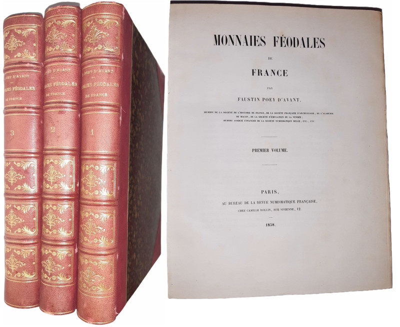 Poey d’Avant (Faustin) - Monnaies féodales de France - 3 volumes édition origina...