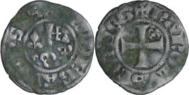 France - Comté d'Anjou - Charles II - Obole

TTB

Charles II (1285-1290). A/ KAROLVS COmES. Croix cantonnée d'un lis.

R/ + AnDEGAVEnSIS. Clef e...