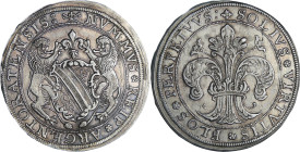 France - Alsace - Strasbourg - Thaler d'argent

SUP

A/ NVMMVS REIP ARGENTORATENSIS Ecu soutenu par deux lions.

R/ SOLIVS VIRTVTIS FLOS PERPETV...