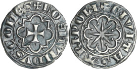 Tripoli - Bohémond VI - Gros

SUP

Bohémond VI (1251-1275). A/ + BOEMVNDVS COMES. Croix dans un polylobe. 

R/ C.V.T.AS TR.I.POL.I Etoile.

CC...