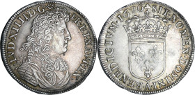 France - Louis XIV (1643-1715) - ¼ d'écu à la cravate, 1er émission - 1676 A (Paris)

SUP

L4L.220-Ga.145

 Ar ; 6.84 gr ; 28 mm

Monnaie de l...