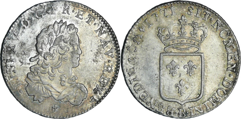 France - Louis XV (1715-1774) - 1/3 d'écu de France - 1721 B (Rouen) flan réf
...